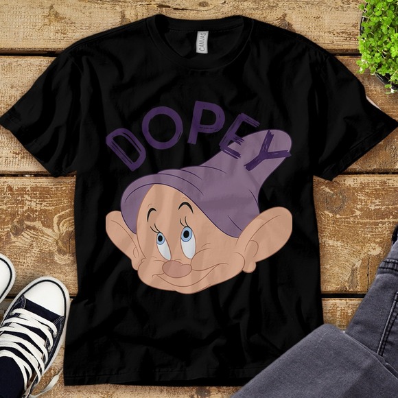 Dopey Face T-Shirt Disney Snow White And The Seven Dwarfs Unisex Tee T-shirt - Picture 1 of 2